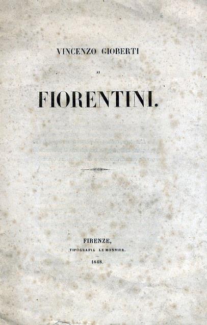 Vincenzo Gioberti ai fiorentini - Vincenzo Gioberti - copertina