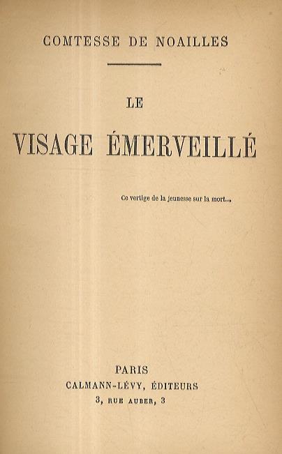 Le visage émerveillé - copertina