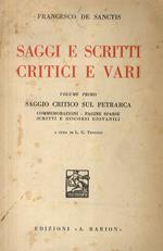Saggi e scritti critici e vari. (I: Saggio critico sul Petrarca. Commemorazioni. Pagine sparse. Scritti e discorsi giovanili - III: Saggi critici** - IV: Saggi critici*** - V: Studi su Alessandro Manzoni. Con Appendice delle principali Liriche e dell