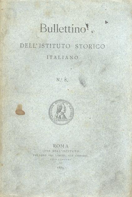 BULLETTINO dell'Istituto Storico Italiano. N. 8 - copertina