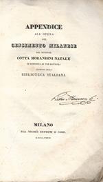 Appendice all'opera del censimento milanese del dottore Cotta Morandini Natale. in risposta ai tre articoli stampati nella Biblioteca Italiana.