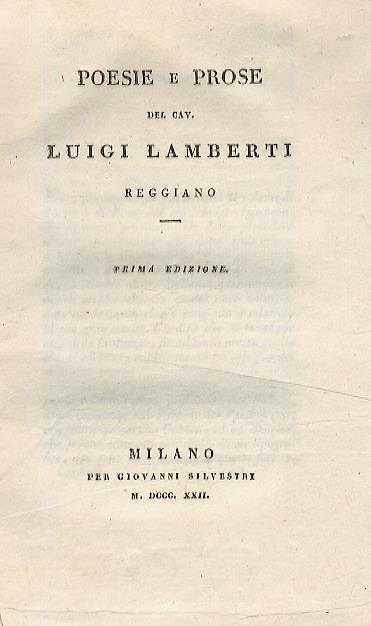 Poesie e prose - Luigi Lamberti - copertina