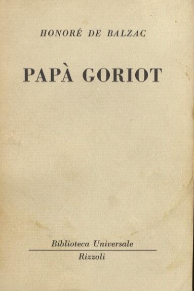 Papà Goriot - Honoré de Balzac - copertina