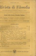 Rivista di Filosofia, continuazione della Rivista Filosofica fondata da C. Cantoni e della Rivista di Filosofia e Scienze Affini di G. Marchesini. Organo della Società Filosofica Italiana. Anno V. 1913. Fascicoli da 1 a 5 (gennaio-dicembre 1913). Ann