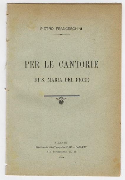 Per le cantorie di Santa Maria del Fiore - Pietro Franceschini - copertina