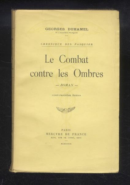 Le Combat contre les Ombres. Roman. 23ème édition - Georges Duhamel - copertina