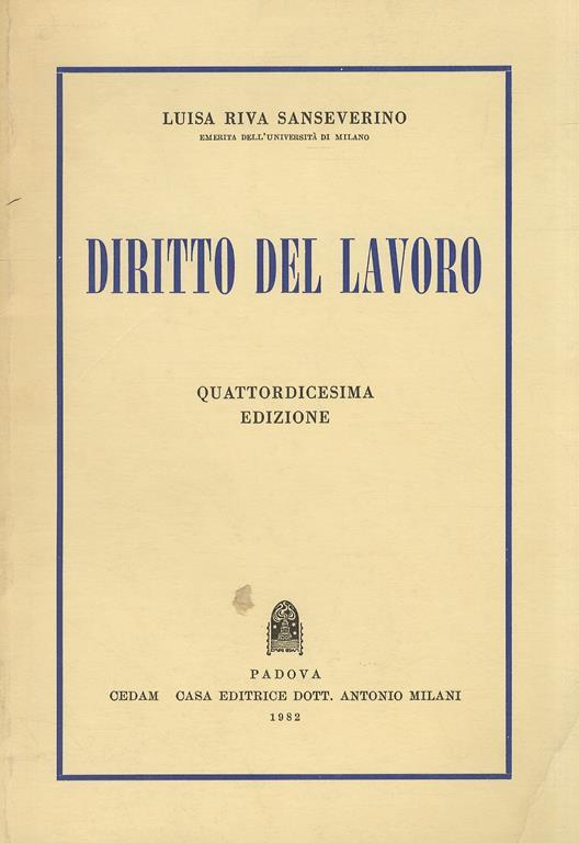 Diritto del lavoro - Luisa Riva Sanseverino - copertina