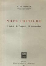 Note critiche. I. Società. II. Trasporti. III. Assicurazioni