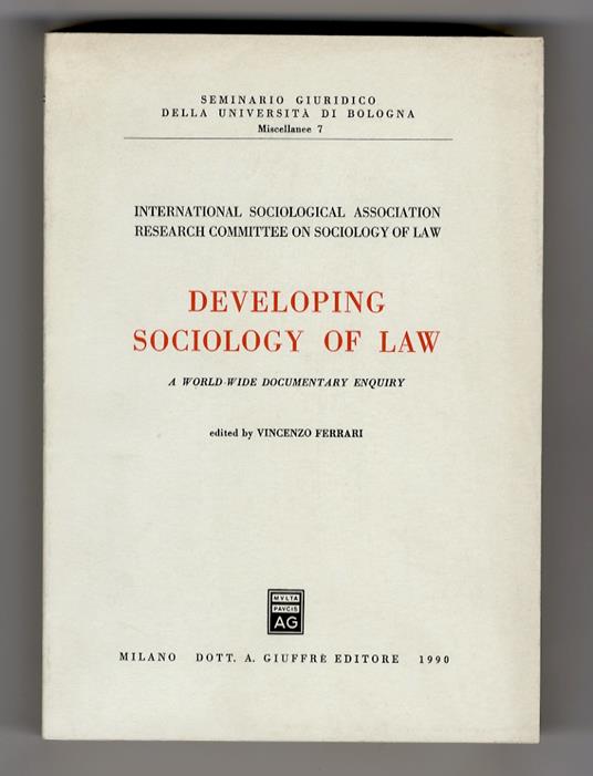 Developing Sociology of Law. A World-Wide documentary enquiry - Vincenzo Ferrari - copertina