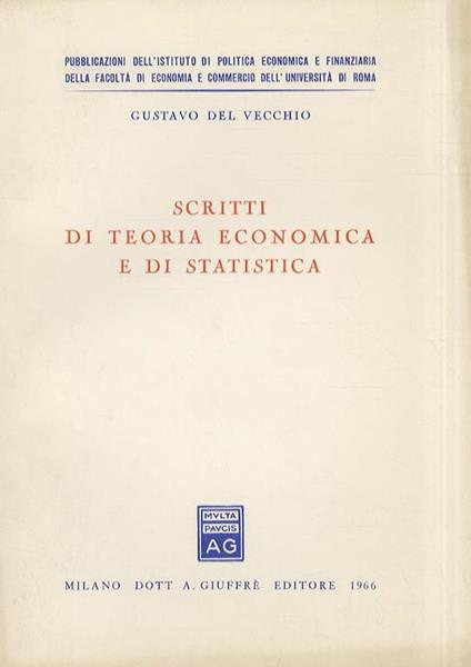 Scritti di teoria economica e di statistica - Gustavo Del Vecchio - copertina