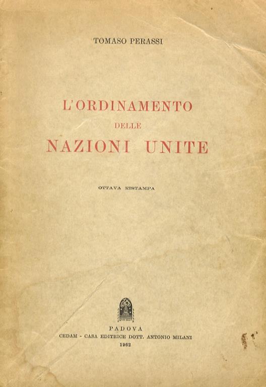 L’ordinamento delle Nazioni Unite - Tomaso Perassi - copertina