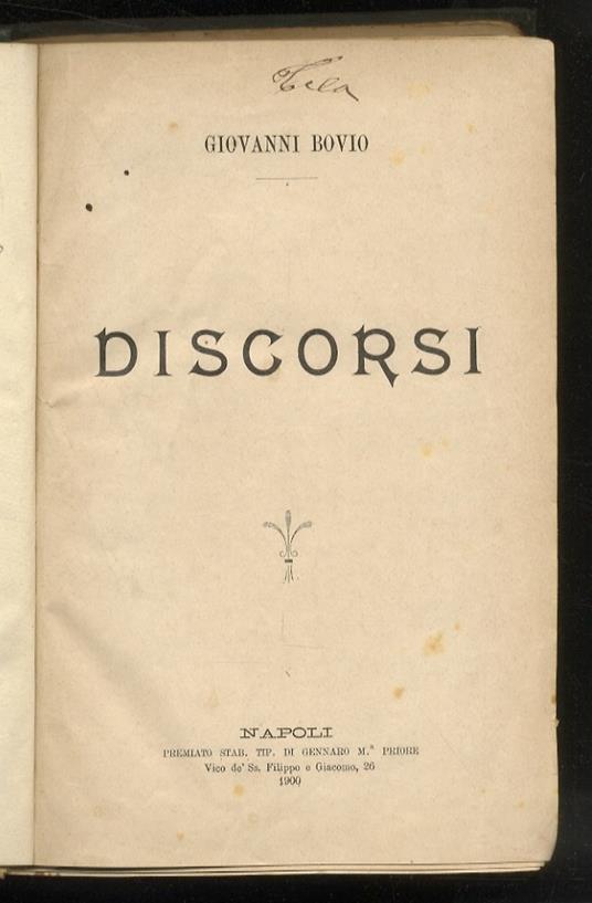 Discorsi - Giovanni Bovio - copertina