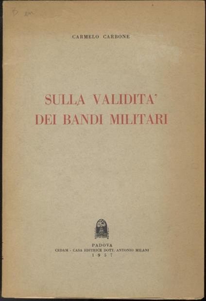 Sulla validità dei bandi militari - Carmelo Carbone - copertina