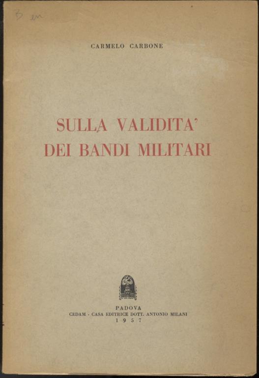 Sulla validità dei bandi militari - Carmelo Carbone - copertina