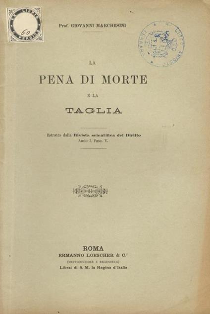 La pena di morte e la taglia - Giovanni Marchesini - copertina