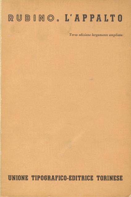 L’appalto. III edizione largamente ampliata - Domenico Rubino - copertina