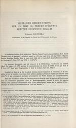 Quelques observations sur un édit du préfet d’égypte Servius Sulpicius Similis