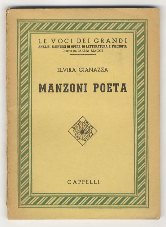 Manzoni poeta - Elvira Gianazza - copertina