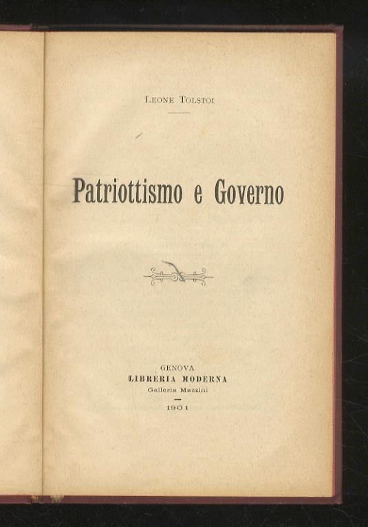 Patriottismo e governo - copertina