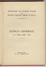 Elenco generale al 1° marzo 1938