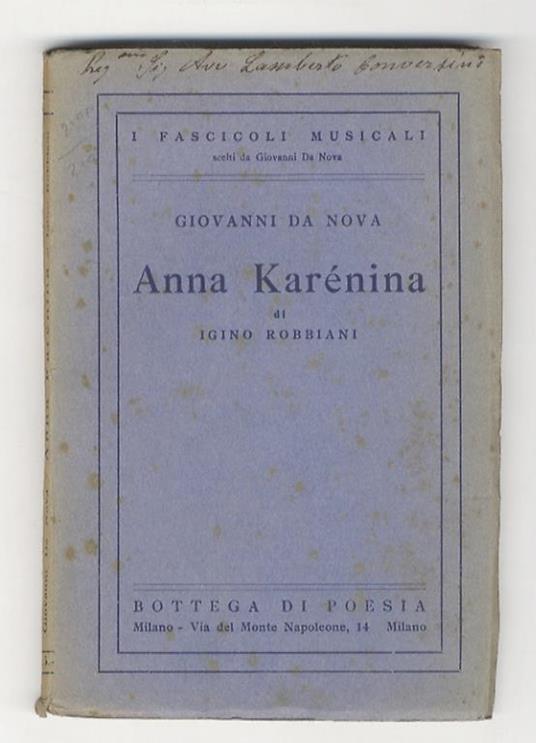 Anna Karenina di Iginio Robbiani - Roberto Da Nove - copertina