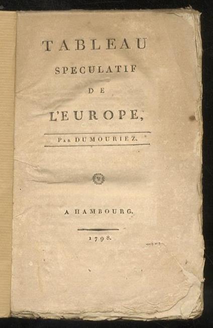 Tableau speculatif de l’Europe - Charles François Dumouriez - copertina