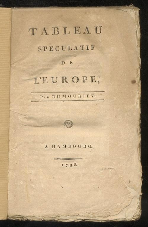 Tableau speculatif de l’Europe - Charles François Dumouriez - copertina