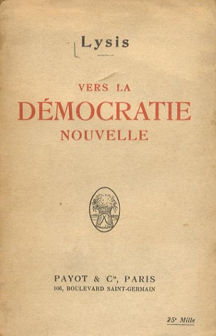 Vers la démocratie nouvelle - Lysis - copertina