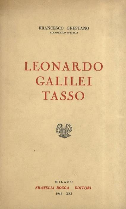 Leonardo. Galileo. Tasso - Francesco Orestano - copertina
