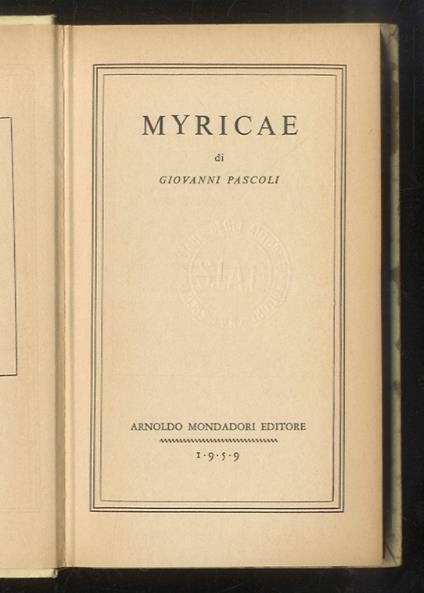 Myricae - Giovanni Pascoli - copertina
