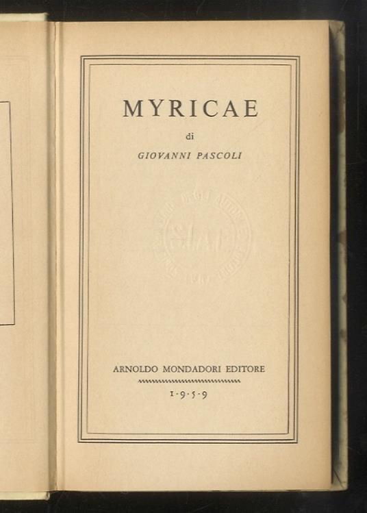 Myricae - Giovanni Pascoli - copertina
