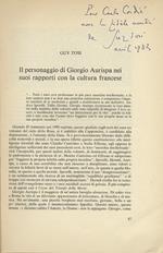 Il personaggio di Giorgio Aurispa nei suoi rapporti con la cultura francese
