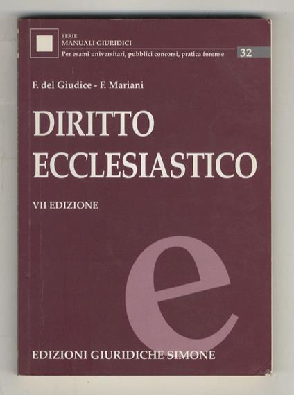 Diritto ecclesiastico. VII edizione - F. Del Giudice - copertina