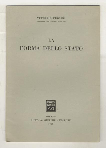 La forma dello Stato - Vittorio Frosini - copertina