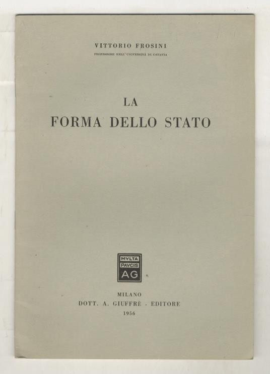 La forma dello Stato - Vittorio Frosini - copertina