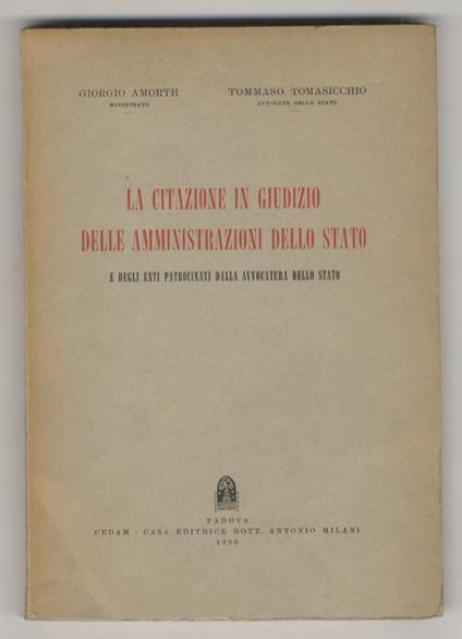 Le citazioni in giudizio delle amministrazioni dello Stato e degli Enti patrocinati dalla Avvocatura dello Stato - Gabriele Amorth - copertina
