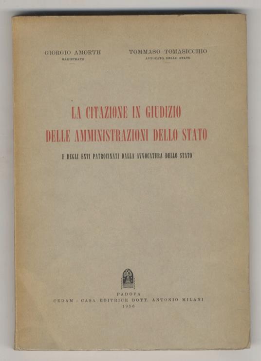 Le citazioni in giudizio delle amministrazioni dello Stato e degli Enti patrocinati dalla Avvocatura dello Stato - Gabriele Amorth - copertina