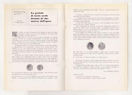 Un periodo di storia sarda desunto da due monete dell'epoca - G. Nascia - copertina