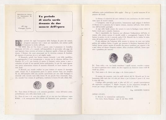 Un periodo di storia sarda desunto da due monete dell'epoca - G. Nascia - copertina