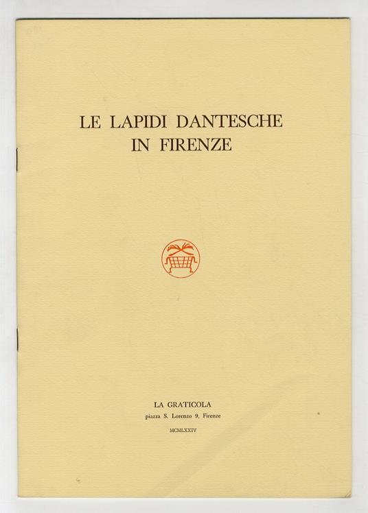 Le lapidi dantesche in Firenze - copertina