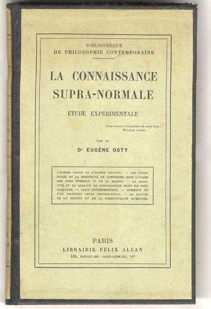 La connaissance supra-normale. Etude experimentale [...] - copertina