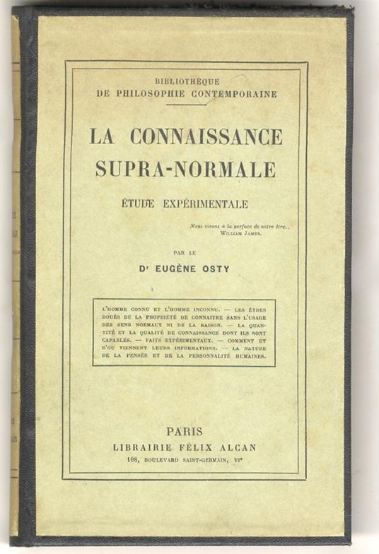 La connaissance supra-normale. Etude experimentale [...] - copertina