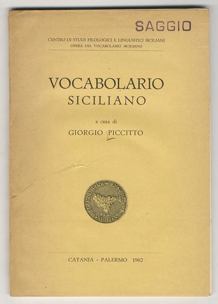 Vocabolario siciliano [opuscolo di saggio] - copertina