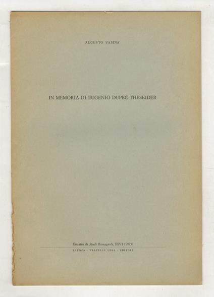 In memoria di Eugenio Dupré Theseider - copertina