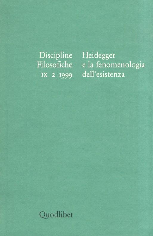 DISCIPLINE filosofiche. Anno IX, n. 2 - copertina