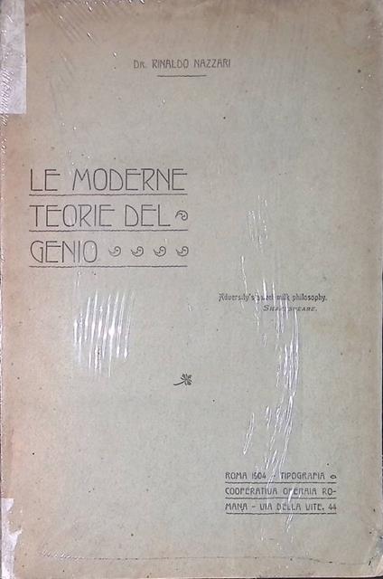 Le moderne teorie del genio - Rinaldo Nazzari - copertina