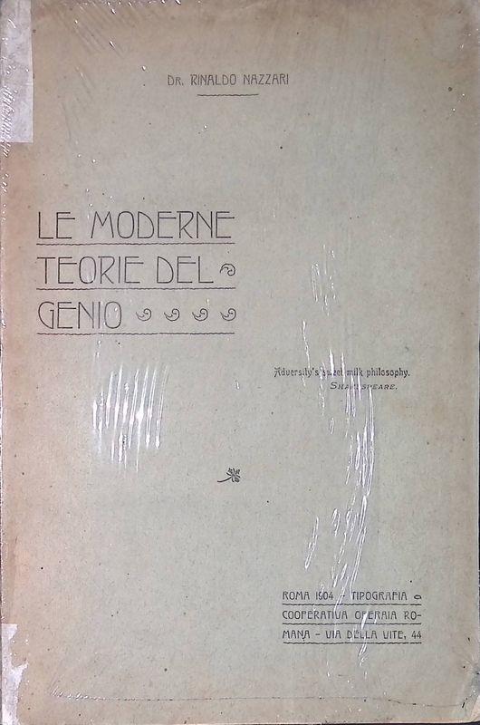Le moderne teorie del genio - Rinaldo Nazzari - copertina