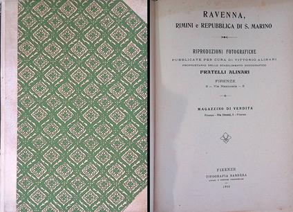 Ravenna, Rimini e Repubblica di S. Marino. Riproduzioni fotografiche Fratelli Alinari - Vittorio Alinari - copertina