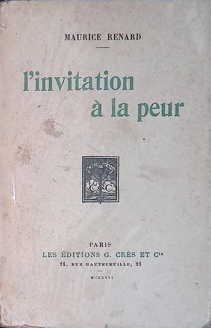 L' invitation à la peur - Maurice Renard - copertina