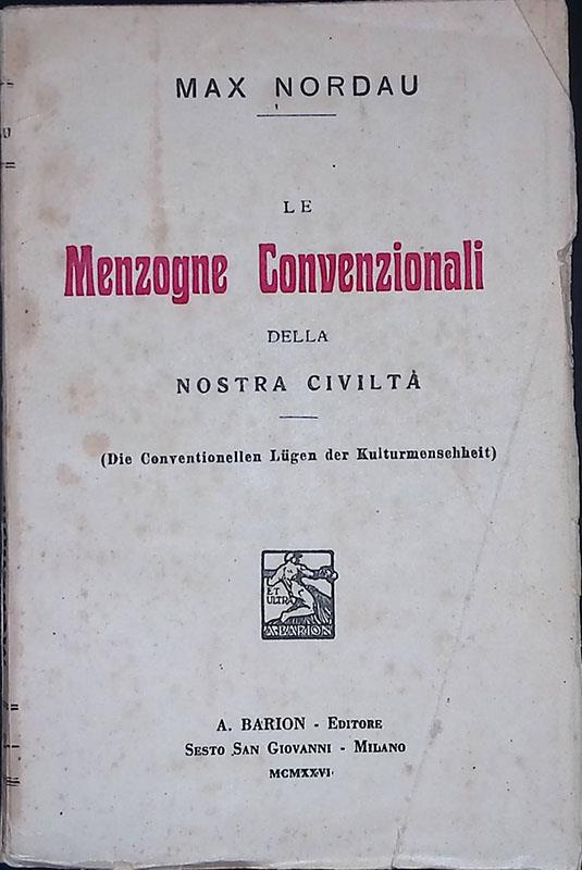 Le menzogne convenzionali della nostra civiltà - Max Nordau - copertina